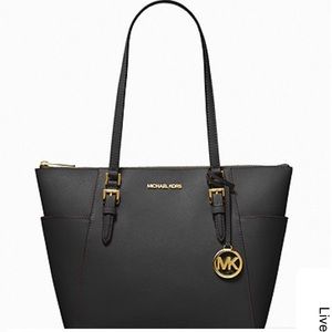 Charlotte Large Saffiano Leather Top-Zip Tote Bag